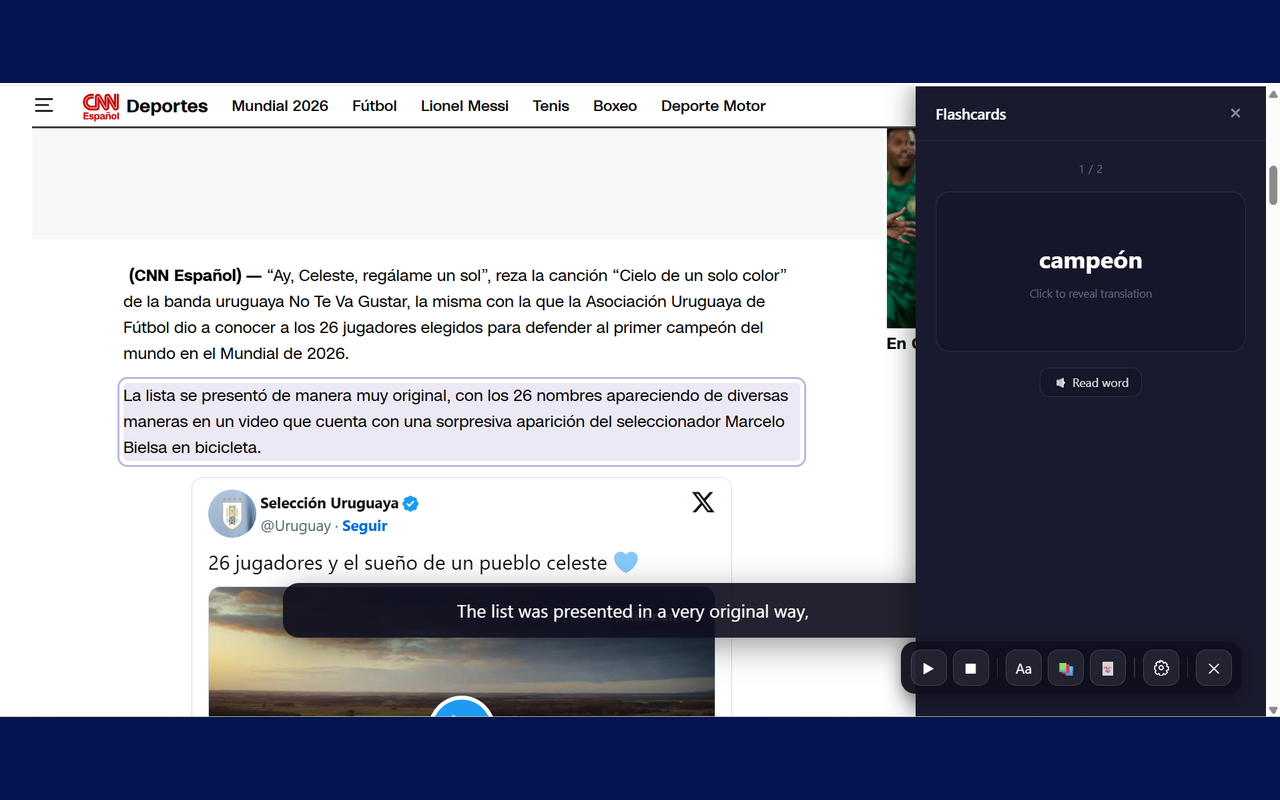 Verbally's flashcard review built from words you saved while reading
